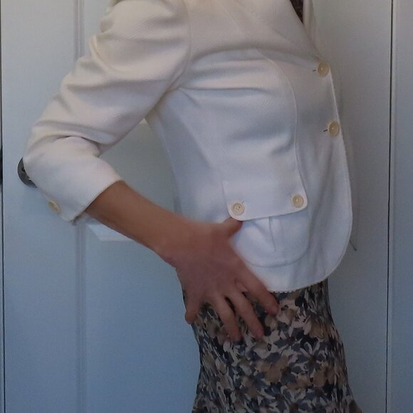 Ann Taylor Petites Light Yellow 3/4 sleeve cotton summer jacket, size 10 - Picture 7 of 14